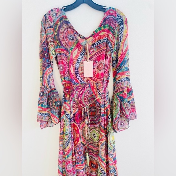 Alexis Pink multicolor geometric Charisma Mystic printed Maxi dress S NWT - Picture 4 of 13